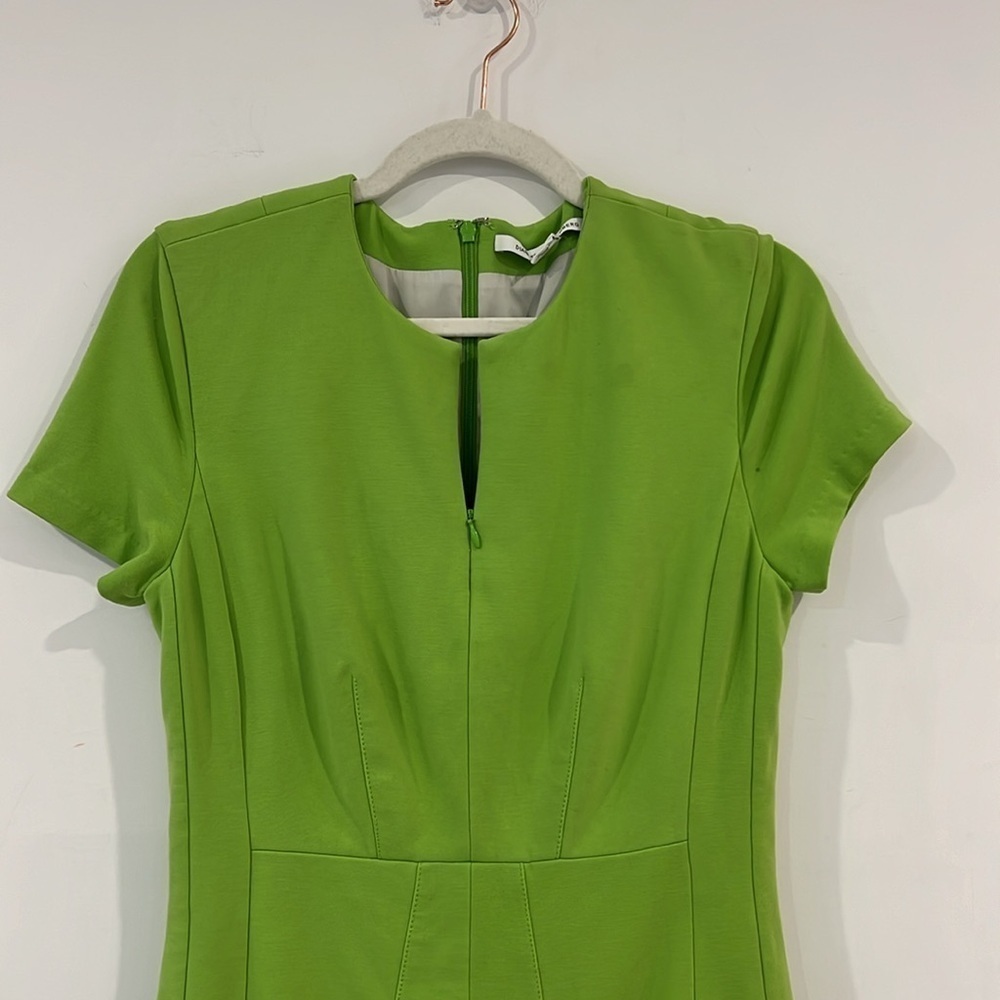Diane Von Furstenburg Agatha Lime Green Zip front Mini Dress Size 10 - Picture 5 of 16